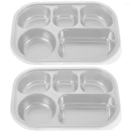 Flatware Sets 2 Pack Stainless Steel Divided Plate Metal Kids Plates Snack Serving Containers Camping Sections Dinner Feeding Tray