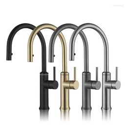 Kitchen Faucets High Quality 304 Stainless Steel Faucet Matte Black Pull Out Cold Water Sink Black/Brushed Gold