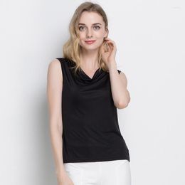 Women's Tanks Women's Tank Tops Real Silk Sling Collar Bottom Shirt Women Slim Camisole Vest Solid Color Wear Sleeveless T-shirt