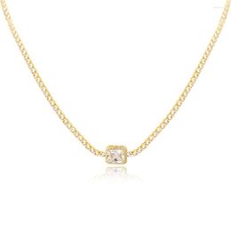 Chains 18K Real Gold Plated Iced Out Crystal Tennis Necklace For Women Copper Zircon Short Neck Chain Choker Jewelry Party Gifts