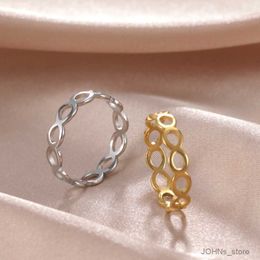 Anillos de banda Skyrim Gold Color Hollow Infinity Infinity Rings para mujeres Conocimiento de acero inoxidable Anillos geométricos minimalistas Joyería de pareja