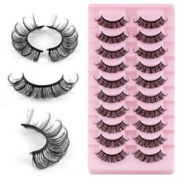 10Pairs D Curl False Eyelashes 3D Faux Mink Lashes Natural Lash Extensions Soft Reusable Cruelty Free