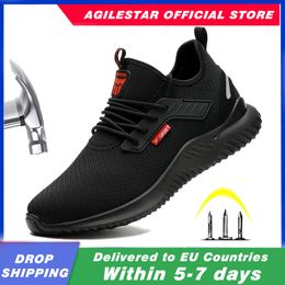 Safety Shoes Steel Toe Safety Shoes Mens Lightweight Breathable Puncture Proof Light Sneaker Non-slip Industrial Construction Work Shoes 230505