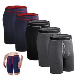 Underpants 5pcs With Hole Underwear Male Boxershorts Long Boxers For Man Undrewear Cotton Men's Panties Mens Underpants Family Boxer Shorts 230504