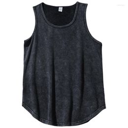 Men's Tank Tops Washed Distressed Vest Men And Women 2023 Summer Sleeveless American Solid Color Casual Loose Fitting T-shirts