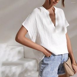 Women's Blouses Summer Top Stylish Pullover Low-cut Pure Colour Lady Shirt Women Garment Blouse