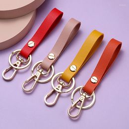 Keychains 8 Colours PU Leather Keychain Business Gift Key Chains Men Women Car Strap Waist Wallet Keyrings