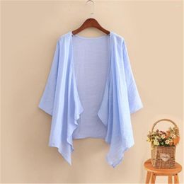 Women's Knits Korean Fashion Solid Cardigans Women's Summer Blouse 2023 Casual Long Sleeve Blusas Femle Thin Plus Size Tops Kimono Cape