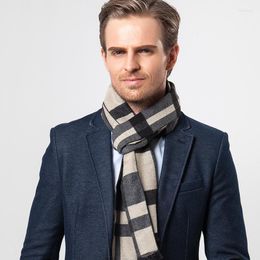 Scarves Casual Cool Winter Men Scarf Warm Neckercheif Business Plaid Kint Cotton Wraps Male Sjaal Foulard GiftScarves