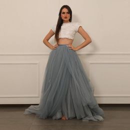 Skirts Pretty Draped Tulle Long Bridal Skirt Customised Mix Colours Women Wedding Party Fluffy Bridesmaid Faldas Saia