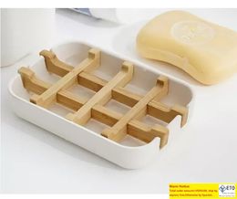 Creative Modern Simple Bathroom Anti Slip Bamboo Fiber Soap Dish Tray Holder