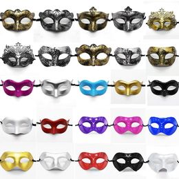 Party Masks 20pcs Woman Men Masquerade Mask Prom Retro Pattern Solid Colour Masks Mardi Gras Costume Party Easter Wedding Birthday Halloween 230504