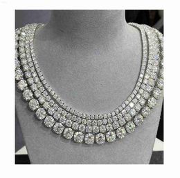 Pretty Vvs Moissanite Diamond Tennis Chain Necklace 925 Silver Jewelry Color Tennis Chain