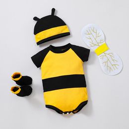 Clothing Sets EWODOS 0-12M Cute Born Baby Kids Boys Girls Bee Costume Short Sleeve Honeybee Bodysuit Hat Wings Socks Set