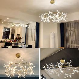 Chandeliers Nordic LED Firefly Crystal Chandelier For Dining Room Living Interior Lighting Decoration Dimming Villa Office Hanging Lamp