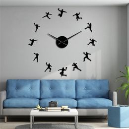 Wallpapers Basketball Players DIY Large Wall Clock Basketball Slam Dunk Kid Room Wall Decor Giant Wall Watch Gifts Teen Bedroom Decoration 230505