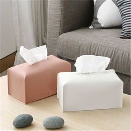 Tissue Boxes Napkins Creative Bedroom Living Room Leather Tissue Box Large Bathroom Kitchen Roll Paper Storage Case Napkin Holder Home Car Decoration Z0505