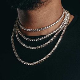 Hip Hop Jewellery 2mm 3mm 4mm 18k Gold Cuban Link Moissanite Tennis Chain Necklace for Men