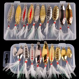 Baits Lures Aorace 10PCS/Box Metal Jig Spoon Fishing Lure Set Wobblers Kit Pike Bait Tackle Pesca Isca Artificial 230504