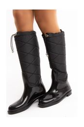 Boots Black Colour 2023 Season Trend Model Convenient Casual Winter Waterproof Leather Fabric Women