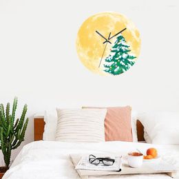 Wall Clocks Luminous Clock Christmas Moon Wooden Silent Desk Decorative Living Room Modern Office Kids