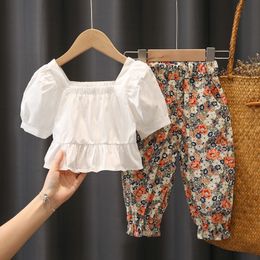 Clothing Sets Toddler kids Girls' summer clothes outfit sets baby short tops floral pants suits for girls child clothing 2 3 5 6 birthday sets 230505