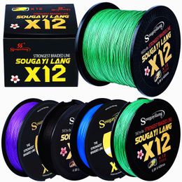 Braid Line Sougayilang Fishing Line 12 Strands PE Braid Abrasion Resistant Fishing Wire for Freshwater Saltwater Outdoor Fishing Gear 230505