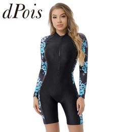 Wetsuits Drysuits Women's Swimwear Rash Guard Long Sleeve Swimsuit Front Zipper Onepiece Jumpsuit Surfing Rashguard Beachwear Swimming Suit J230505