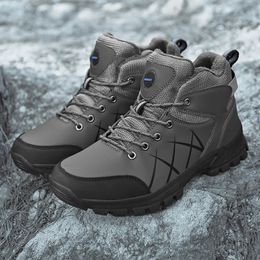 Outdoor Non-slip Hiking Shoes for Men 2023 Winter Cotton Boots Waterproof Lace up Casual Shoes Large Size 48 Ankle Boots
