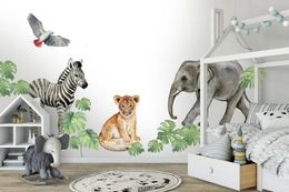 Wallpapers Big Wallsticker Set for kids safari animals Wall Decal Cub Africa Watercolor Decal Set nursery Peel and stick Nursery wa 230505