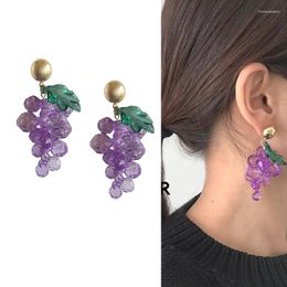 Dangle Earrings 2023 Fahion Resin Big Purple Grapes Bunch Shape Drop For Women Lady Party Brincos