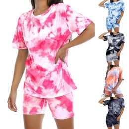 Women's Tracksuits Styles 2023 Women Tie Dye Set Two Piece Outfits Summer Casual Short Sleeve T Shirts Fast
