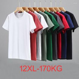 Men's T Shirts Plus Size 12XL 10XL Short-sleeved T-shirt Men's Summer Cotton Loose Round Neck Youth Bottoming Shirt Tshirt