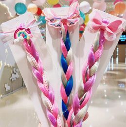 Cute Cartoon Bow Butterfly Colorful Braid Headband Kids Ponytail Holder Rubber Bands Princess Braid Fashion Hair Accessories
