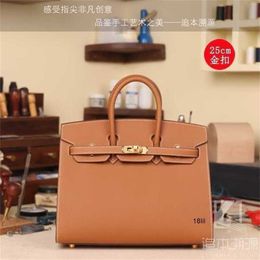 Leather Bk Designer Bags Tracing Back to the Source Handmade Womens Handbag Platinum Bag Epsom Print Calf C37 Gold Brown