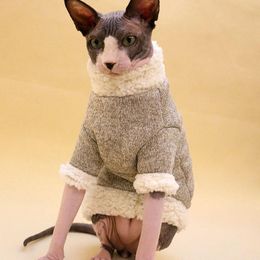 Clothing DUOMASUMI Sphynx Cat Outfit cotton Padded jacket Winter Thick Warm Soft Cloud Velvet High collar Hairless Cat Clothes