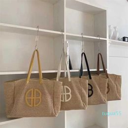 Leather 2023 Straw Woven One Shoulder Tote Bag Large Capacity Portable One Shoulder Underarm Bag