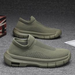 Fujake Casual Socks Boots Fashion Loafers Outdoor Non-slip Walking Shoes for Men Spring Breathable Mesh Shoes Comfortable Flat