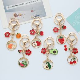 Creative Avocado Strawberry Keychain Gift Cute Fruit Cherry Student Backpack Keychains Jewelry Pendant In Bulk