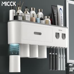 Toothbrush Holders MICCK Wall Toothbrush Holder Bathroom Organizer And Storage Toothbrush Holder For Bathroom Toothpaste Dispenser Home Accessories 230504