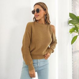 Women's Sweaters Women's Oversize Sweater Y2K Autumn Winter Cut Out Cold Shoulder Chunky Knit Pullover Warm Loose Knitted Jumper Tops