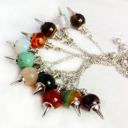 Charms Natural Stone Cone Pendant Hanging Decor Metal Chain Fashion Elegant Bag Ornaments Aura Necklace JewelryCharms