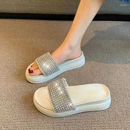Slippers High-Heeled Shoes Lady House Platform Slipers Women Slides Fashion Jelly Flip Flops Med 2023 Flat Luxury Rubber Glitter