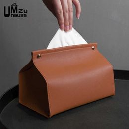 Tissue Boxes Napkins Tissue Paper Leather Box Napkin Wipe Storage Snap Fastener Button Luxury Case Elegant Folding Bin Living Room Home Car Organiser Z0505