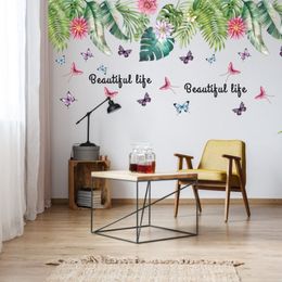 Wallpapers 2pcs/lot Tropical Tree Wall Sticker TV Background Home Decoration DIY Wall Poster Bedroom For Children Wallstick Pail Packing 230505