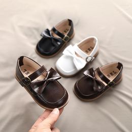 Flat Shoes Kids Baby Girls' Single Spring/autumn Children Soft Bottom Square Mouth Bow Leather Non-slip Fashion Casual