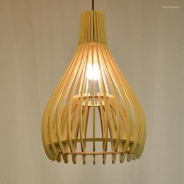 Pendant Lamps Modern Minimalist Personality Wood Creative Double Solid Cage Living Room Chandelier Villa Lamp Lighting Bird