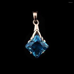 Pendant Necklaces Women Fashion Jewelry Office Style 585 Rose Gold Color Blue Stone Pendants