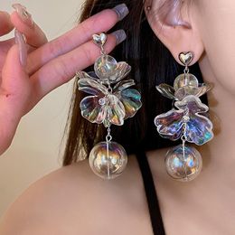 Dangle Earrings Women's Trendy Accessories Exaggerated Flower Classic Korean Fashion Resin Jewellery Exquisite Ball Pendant Earring