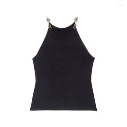 Women's Tanks Chain Strap Sling Top Women's Slim Fit Short Style Temperament Bottom Tank Tops 2023 Summer